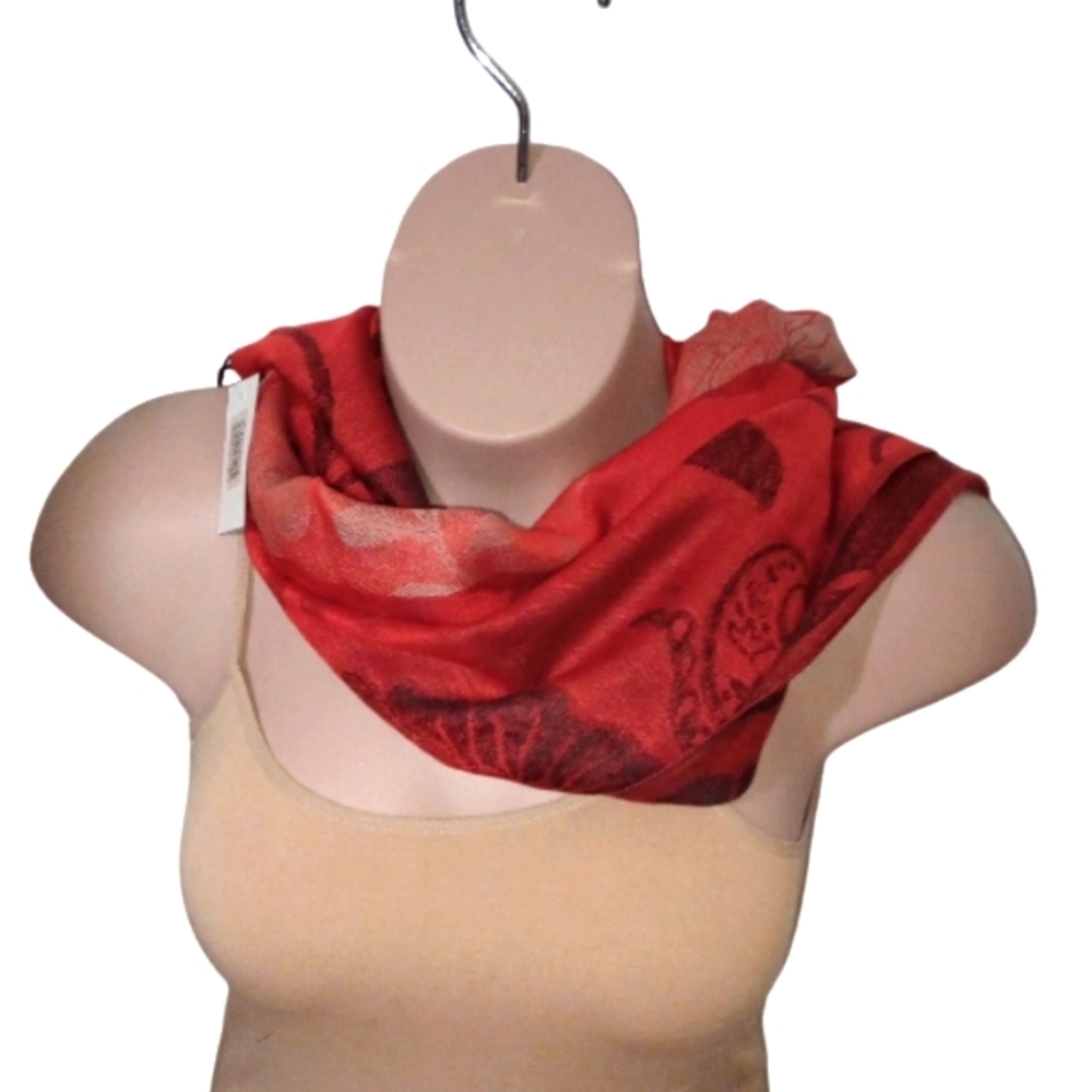 Floral print embossed scarf